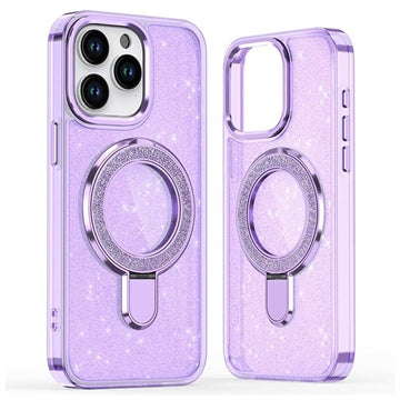 iPhone 16 Pro Max Glitter Hybrid cover med kickstand - MagSafe-kompatibel - Lilla