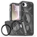 iPhone 16e/17e Glitter Hybrid cover med kickstand - MagSafe-kompatibel - Sort