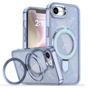 iPhone 16e/17e Glitter Hybrid cover med kickstand - MagSafe-kompatibel - Blå