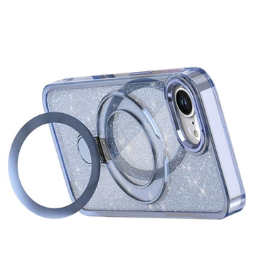 iPhone 16e/17e Glitter Hybrid cover med kickstand - MagSafe-kompatibel - Blå