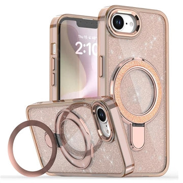 iPhone 16e/17e Glitter Hybrid cover med kickstand - MagSafe-kompatibel - Ørkenguld