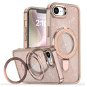 iPhone 16e/17e Glitter Hybrid cover med kickstand - MagSafe-kompatibel - Ørkenguld