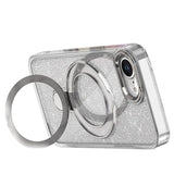 iPhone 16e/17e Glitter Hybrid cover med kickstand - MagSafe-kompatibel - Gennemsigtig
