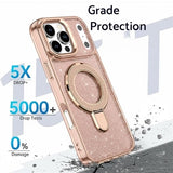 iPhone 17 Pro Glitter Hybrid cover med kickstand - MagSafe-kompatibel - Ørkenguld