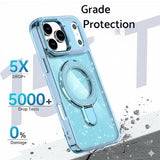 iPhone 17 Pro Max Glitter Hybrid cover med kickstand - MagSafe-kompatibel - Blå