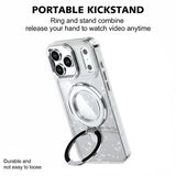 iPhone 17 Pro Max Glitter Hybrid cover med kickstand - MagSafe-kompatibel - Gennemsigtig