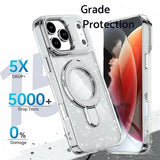 iPhone 17 Pro Max Glitter Hybrid cover med kickstand - MagSafe-kompatibel - Gennemsigtig