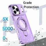 iPhone 17 Pro Glitter Hybrid cover med kickstand - MagSafe-kompatibel - Lilla