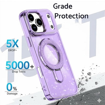 iPhone 17 Pro Glitter Hybrid cover med kickstand - MagSafe-kompatibel - Lilla