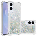 Samsung Galaxy S25 Edge Glitter Quicksand TPU Cover - Sølv hjerter