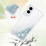 Samsung Galaxy S25 Edge Glitter Quicksand TPU Cover - Sølv hjerter