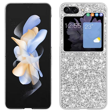 Samsung Galaxy Z Flip5 Glitter Series Hybrid Cover - Sølv