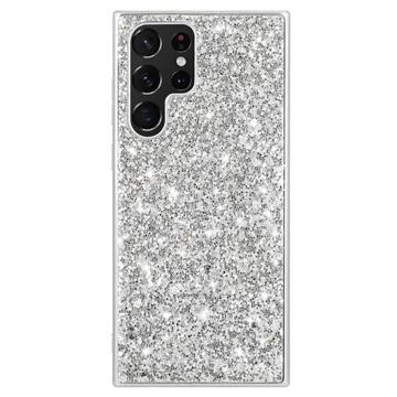 Glitter Series Samsung Galaxy S23 Ultra 5G Hybrid Cover - Sølv