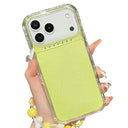 iPhone 17 Pro Max Glitter stødsikkert hybrid cover med håndledsrem - gul