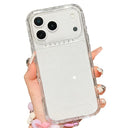 iPhone 17 Pro Glitter stødsikkert hybrid cover med håndledsrem - gennemsigtig