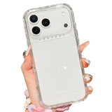 iPhone 17 Pro Glitter stødsikkert hybrid cover med håndledsrem - gennemsigtig