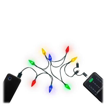 Goobay Opladerkabel med Julelys - USB-C, MicroUSB, Lightning