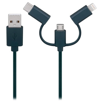 Goobay Opladerkabel med Julelys - USB-C, MicroUSB, Lightning