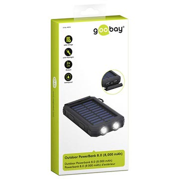 Goobay Outdoor Power Bank 8.0 / Solcelle Oplader - 8000mAh - Sort