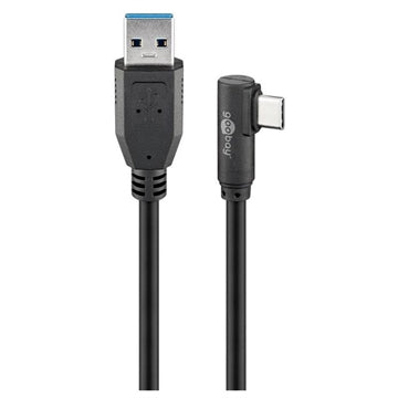 Goobay USB-C-kabel med vinkel 3m - USB-C/USB-A - Sort