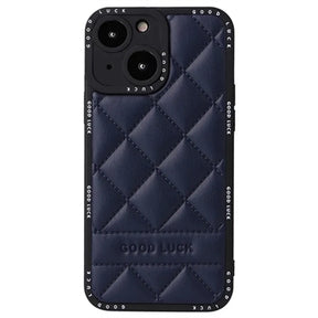 Good Luck Rhombic Grid iPhone 14 Plus Hybrid Cover - Blå