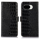 Google Pixel 10a Crocodile Series Læderpung med RFID - Sort