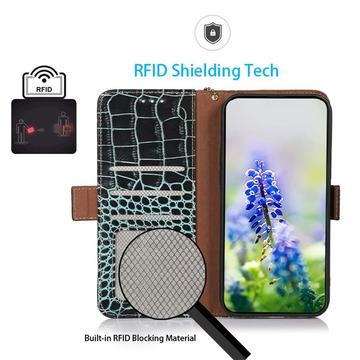 Google Pixel 10a Crocodile Series Læderpung med RFID - Grøn