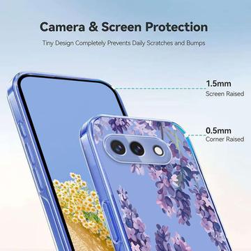 Google Pixel 10a TPU-cover med blomstermønster - Blåregn