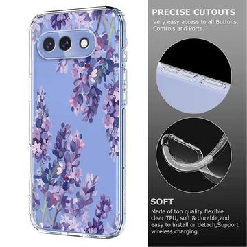 Google Pixel 10a TPU-cover med blomstermønster - Blåregn
