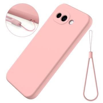 Google Pixel 10a Flydende silikone cover med håndrem - Pink