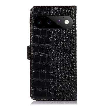 Google Pixel 11 Pro Crocodile Series Læderpung med RFID - Sort