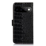 Google Pixel 11 Pro Crocodile Series Læderpung med RFID - Sort