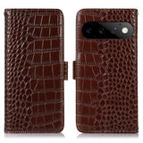 Google Pixel 11 Pro Crocodile Series Læderpung med RFID - Brun