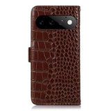 Google Pixel 11 Pro Crocodile Series Læderpung med RFID - Brun