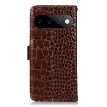Google Pixel 11 Pro Crocodile Series Læderpung med RFID - Brun