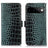 Google Pixel 11 Pro Crocodile Series Læderpung med RFID - Grøn