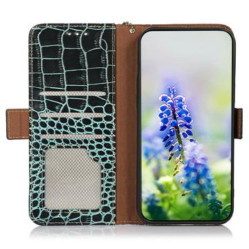 Google Pixel 11 Pro Crocodile Series Læderpung med RFID - Grøn