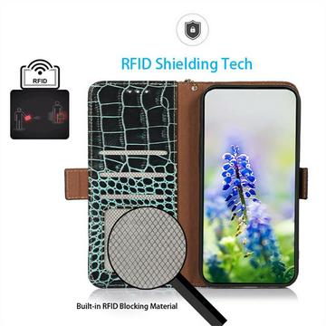 Google Pixel 11 Pro Crocodile Series Læderpung med RFID - Grøn