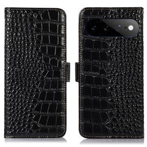 Google Pixel 11 Pro XL Crocodile Series Læderpung med RFID - Sort