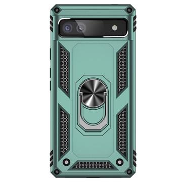 Google Pixel 6a Hybrid Cover med Metal Stativ - Grøn