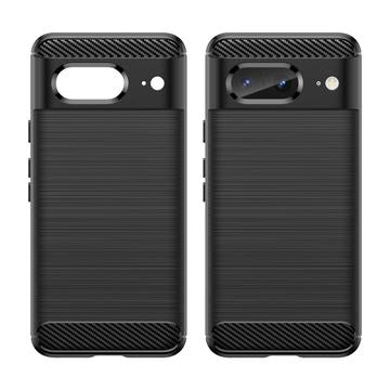 Google Pixel 8 Børstet TPU Cover - Karbonfiber - Sort