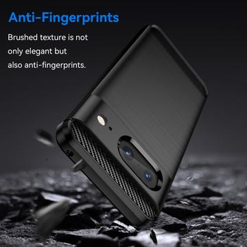 Google Pixel 8 Børstet TPU Cover - Karbonfiber - Sort