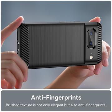 Google Pixel 8 Børstet TPU Cover - Karbonfiber - Sort