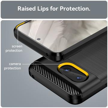 Google Pixel 8 Børstet TPU Cover - Karbonfiber - Sort