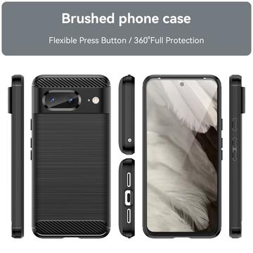 Google Pixel 8 Børstet TPU Cover - Karbonfiber - Sort
