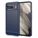 Google Pixel 8 Børstet TPU Cover - Karbonfiber - Blå