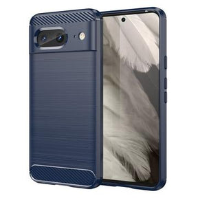 Google Pixel 8 Børstet TPU Cover - Karbonfiber - Blå