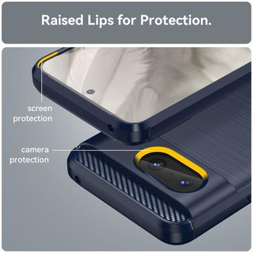 Google Pixel 8 Børstet TPU Cover - Karbonfiber - Blå