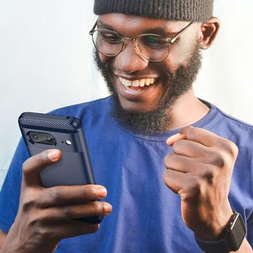 Google Pixel 8 Børstet TPU Cover - Karbonfiber - Blå