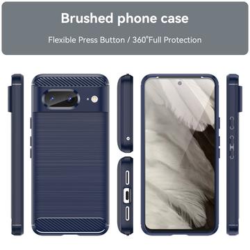 Google Pixel 8 Børstet TPU Cover - Karbonfiber - Blå